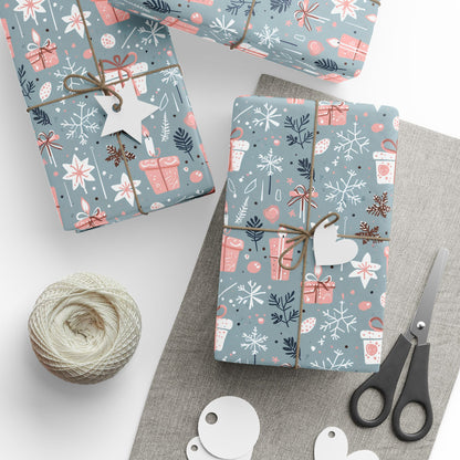 Whimsical Pink & Blue Holiday Wrapping Papers