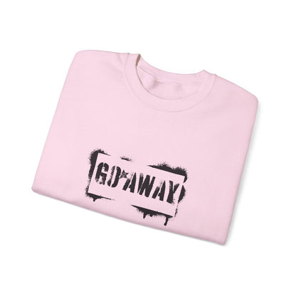 Crewneck Sweatshirt - 'Go Away' Stencil Graphic Cozy Pullover