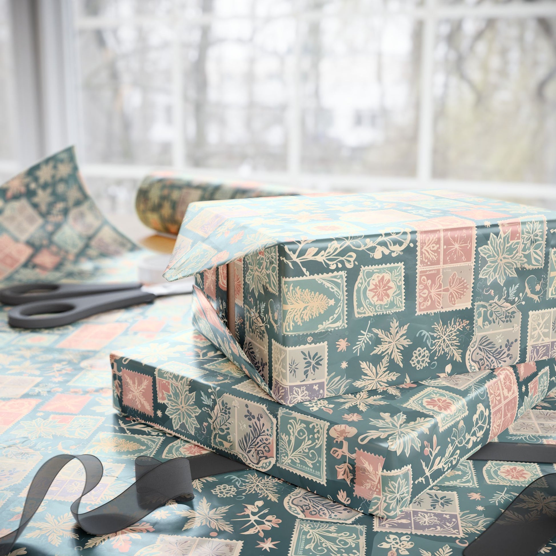 Frosted Post – Vintage Winter Stamp Wrapping Paper