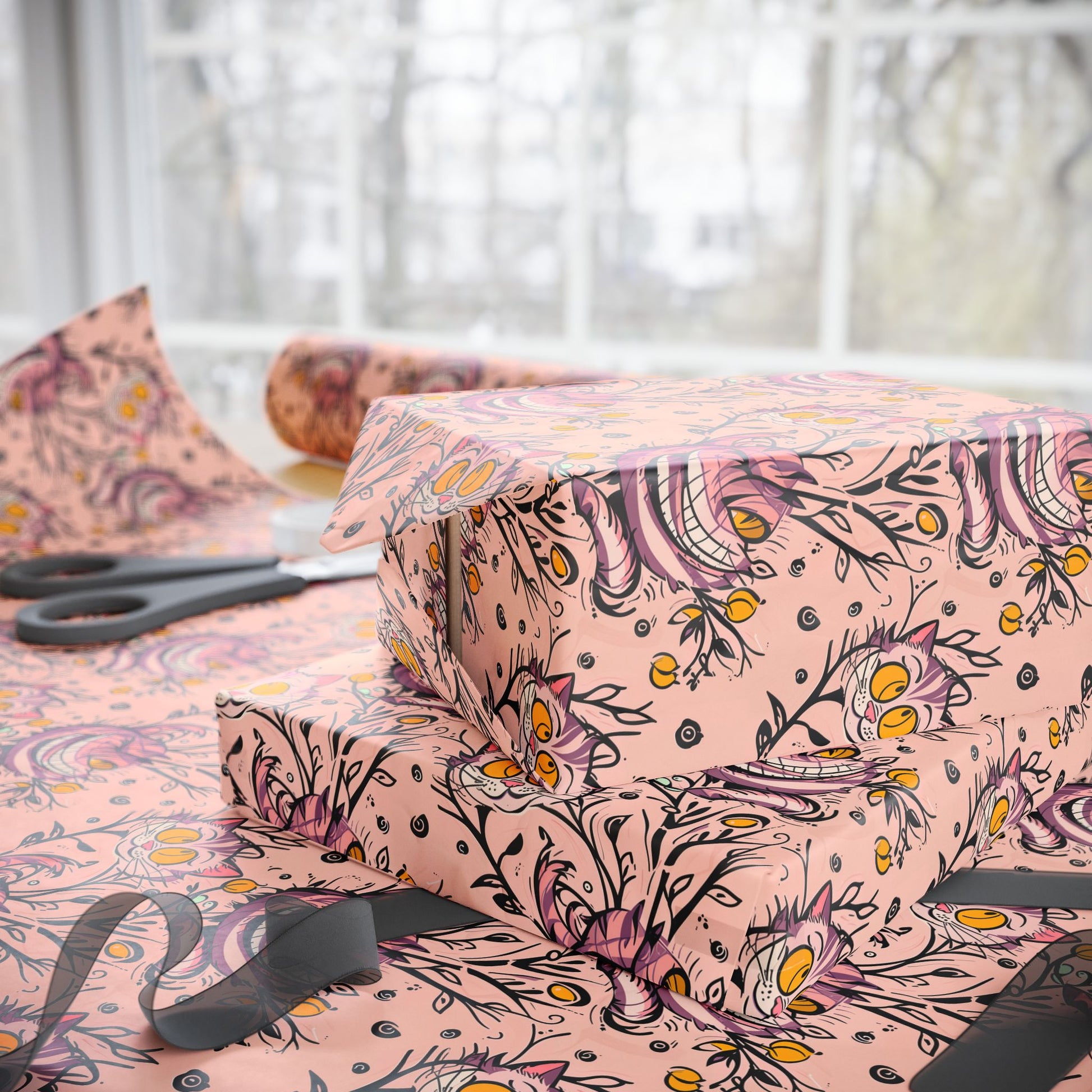 Trippy Pink Cheshire Cat Wrapping Paper