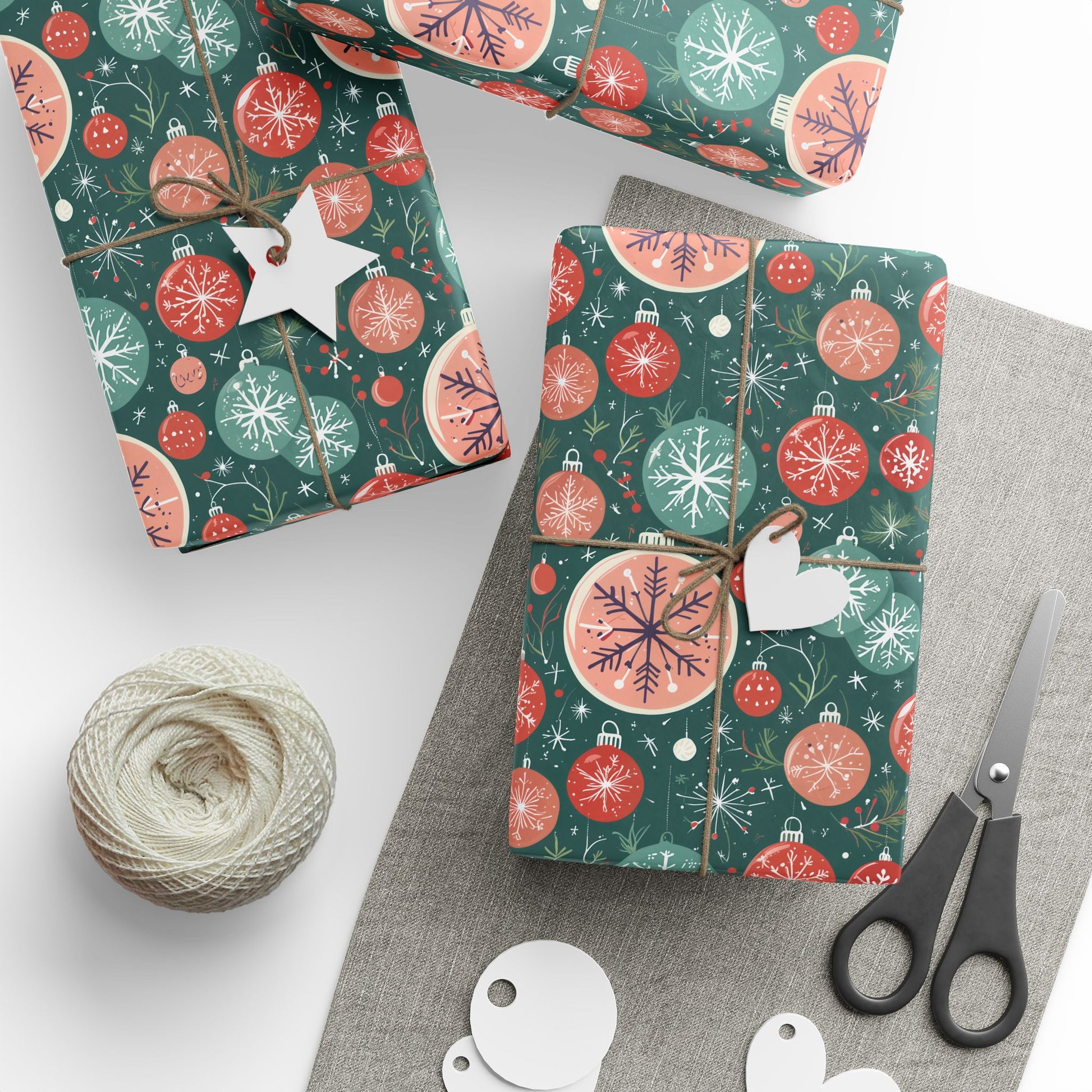 Holly Jolly Frost – Vintage Ornament Wrapping Paper