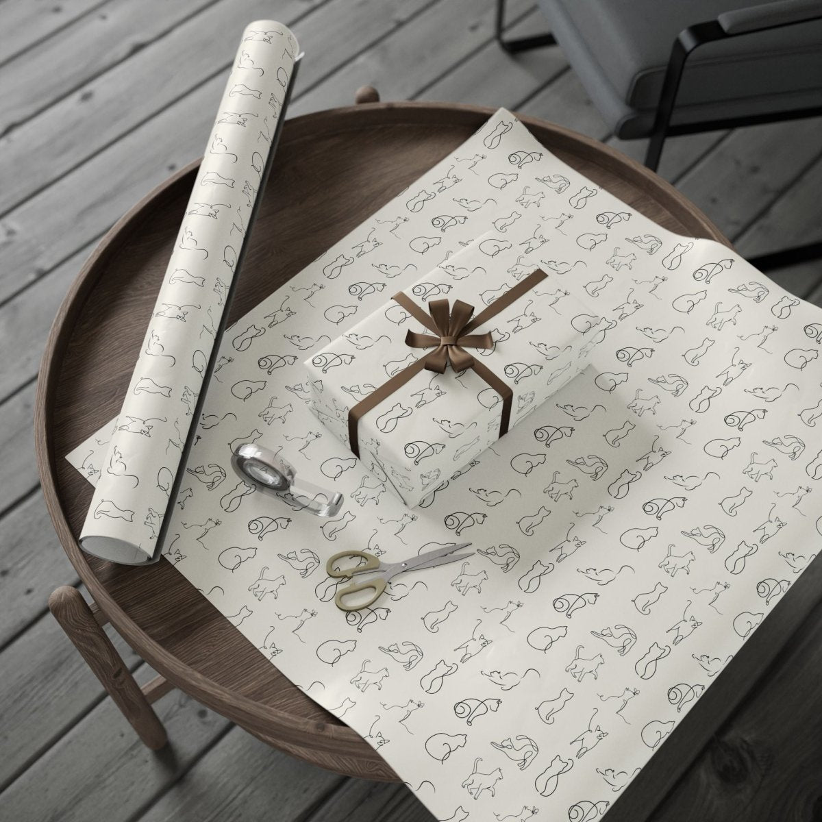 Elegant Minimalist Cat Wrapping Paper