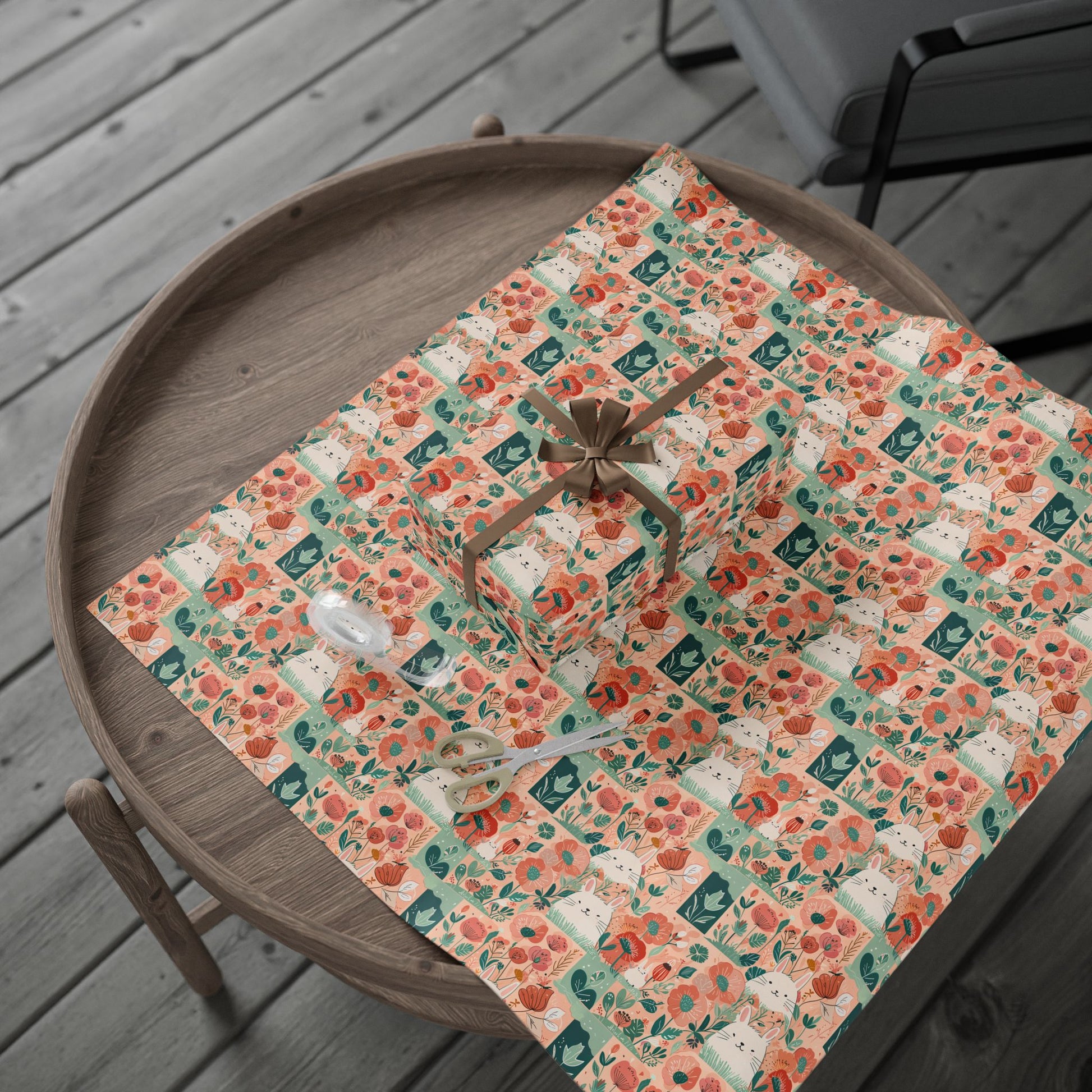 Bunny and Floral Wrapping Paper Roll