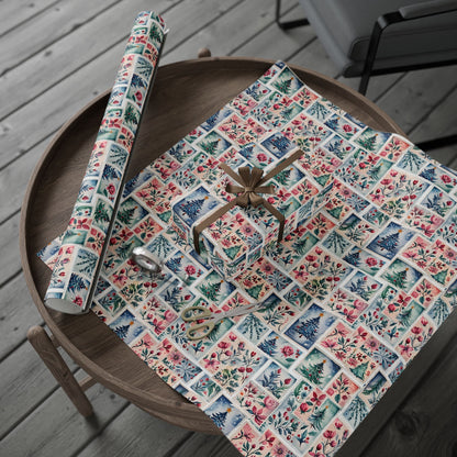 Flora & First - Class Festivities – Botanical Holiday Stamp Wrapping Paper