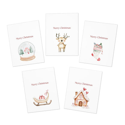 Christmas Cards 5-Pack — 'Merry Christmas' Cozy Holiday Designs