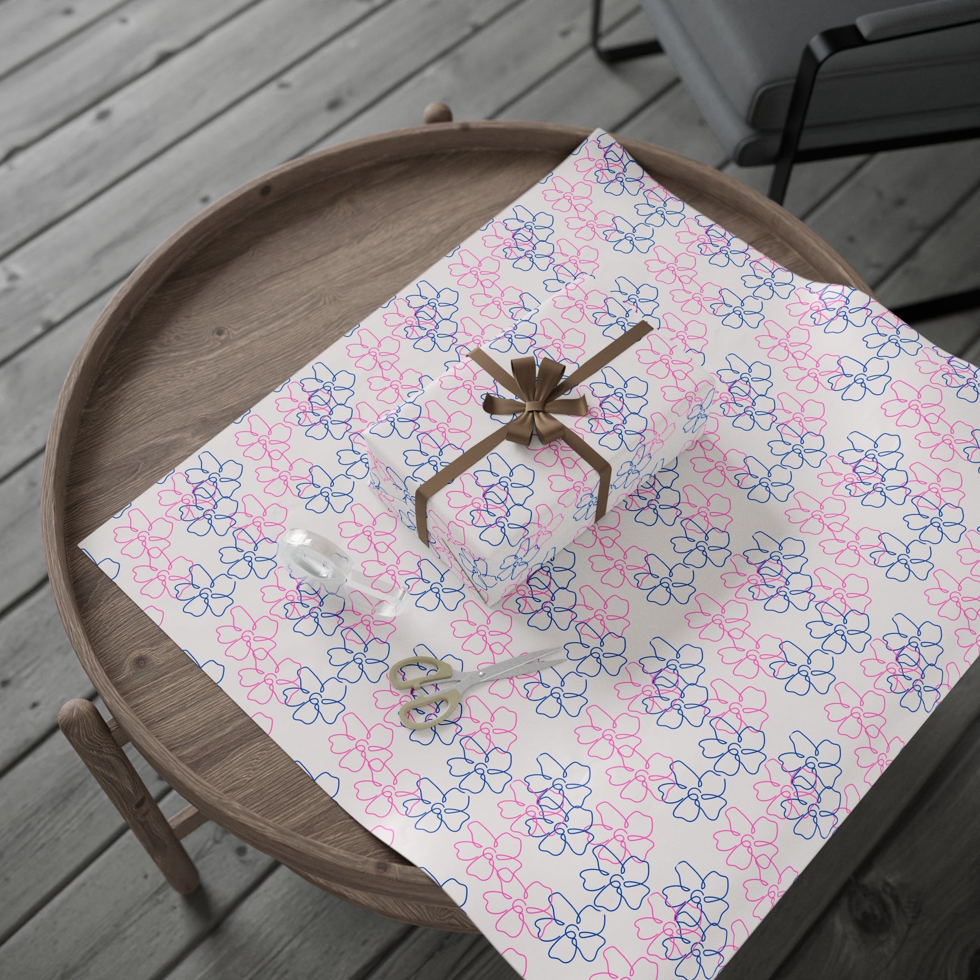 Floral Line Drawing Wrapping Paper Roll