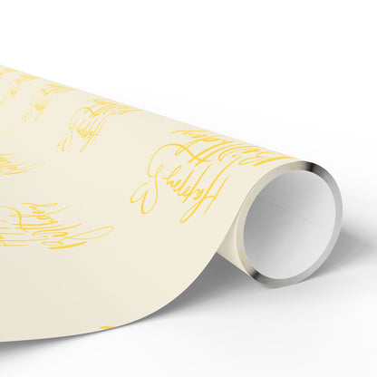 Elegant Yellow Happy Birthday Wrapping Paper