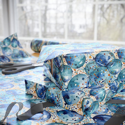 Artistic Blue Celebration Wrapping Papers