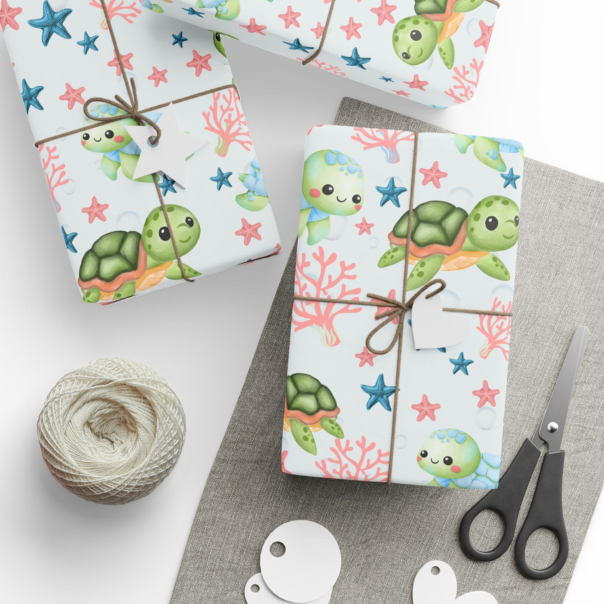 Baby Sea Turtle and Sea Stars Design