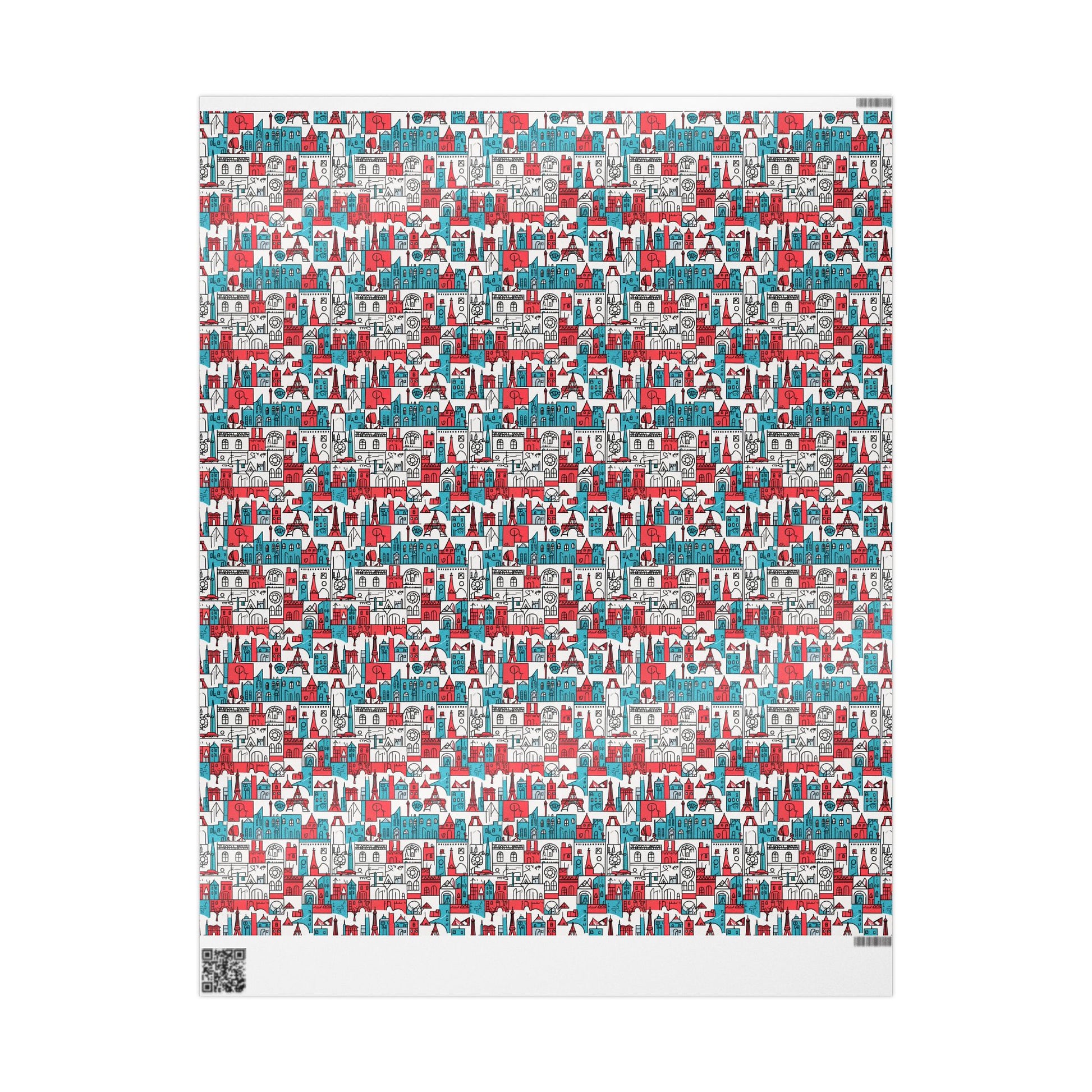 Wrapping Papers: Colorful Blue & Red Abstract Cityscape