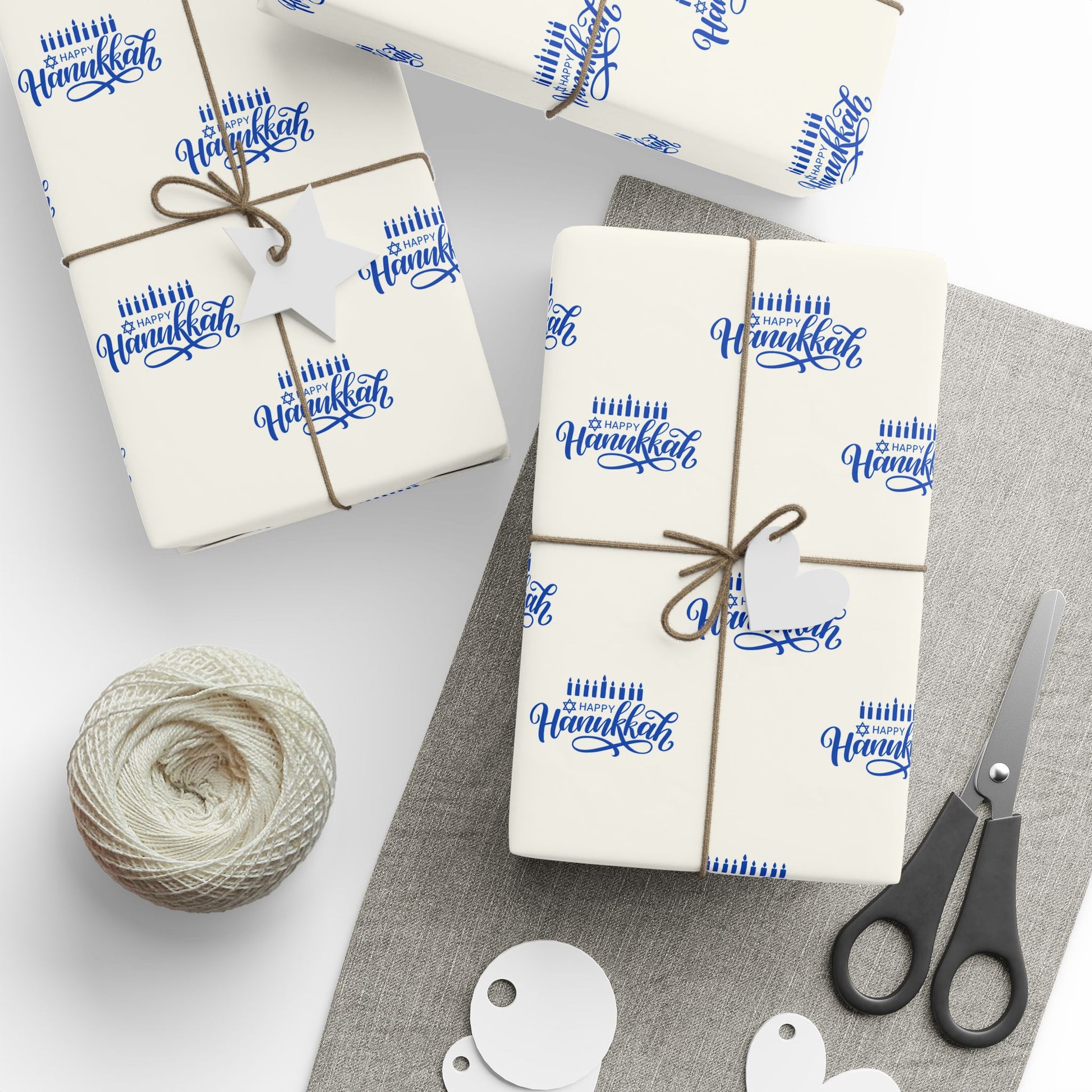 Hanukkah Blue and White Candle Wrapping Papers