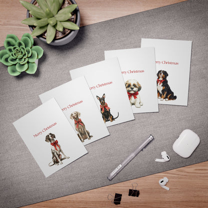 Dog Christmas Cards| Merry Christmas Greeting Cards – 25 Unique Designs | Blank Inside