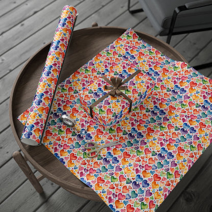 Vibrant Multicolor Heart Wrapping Paper