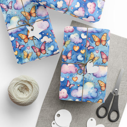 Colorful Blue Butterfly Wrapping Paper