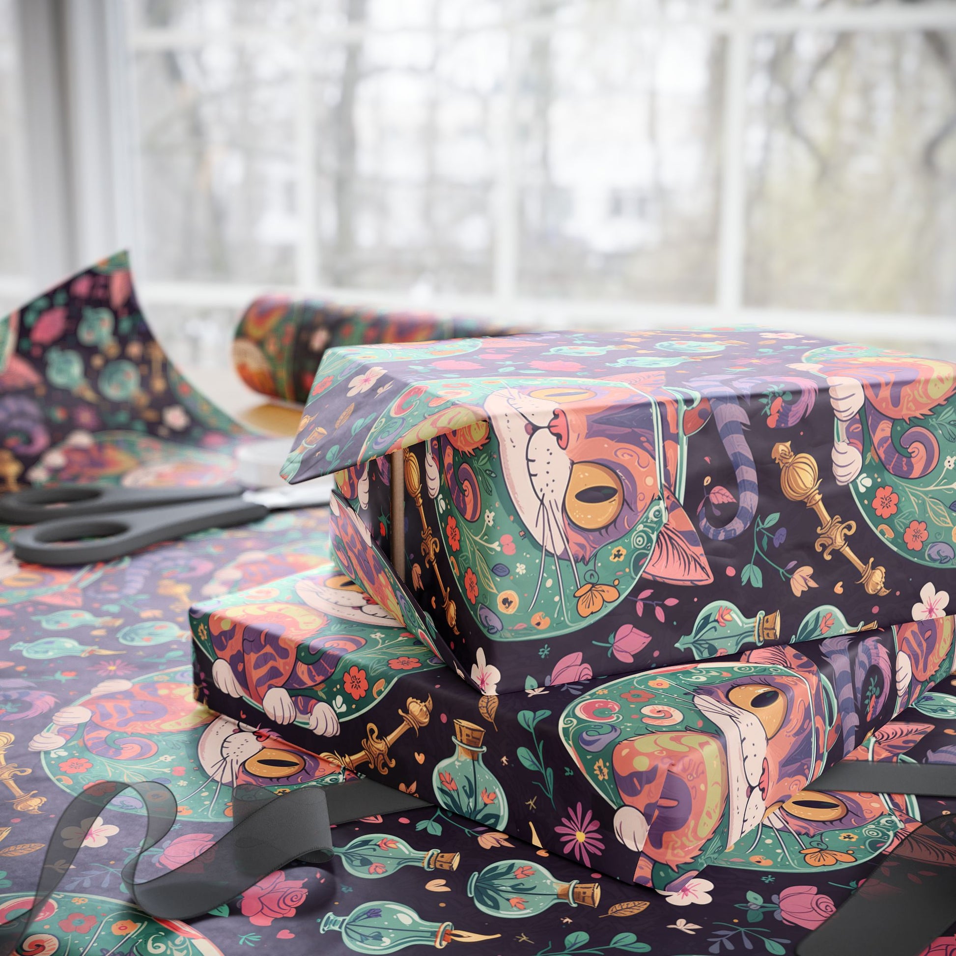 Funky Cheshire Cat Design for Gift Wrapping