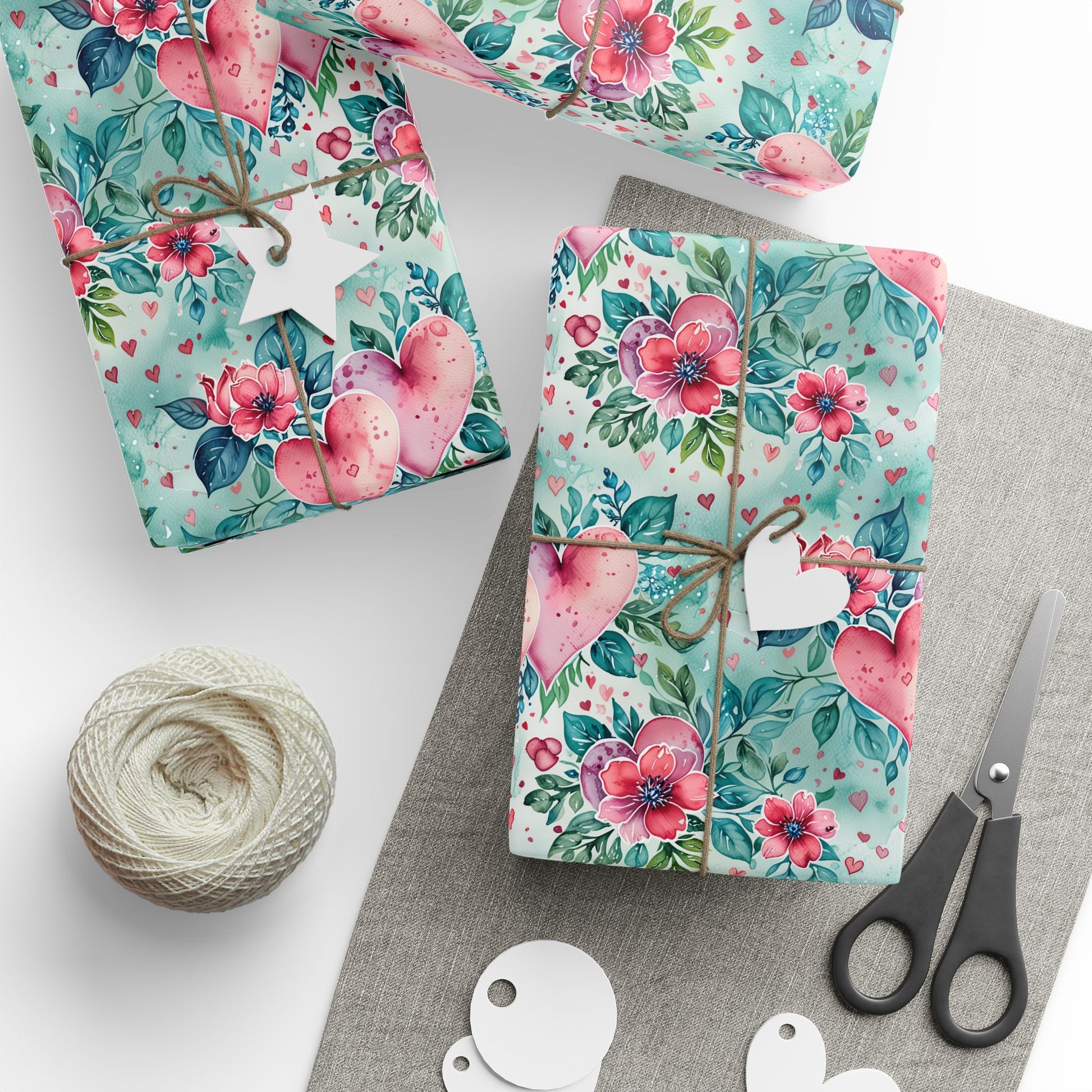 Blue & Pink Floral Gift Wrap