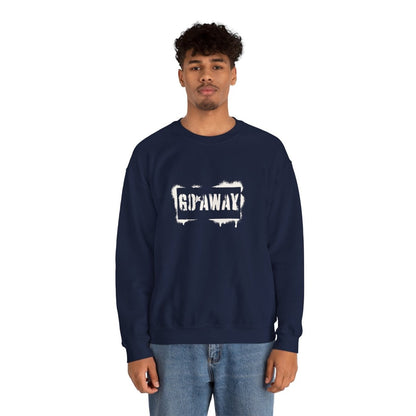 Crewneck Sweatshirt - 'Go Away' Stencil Graphic Cozy Pullover