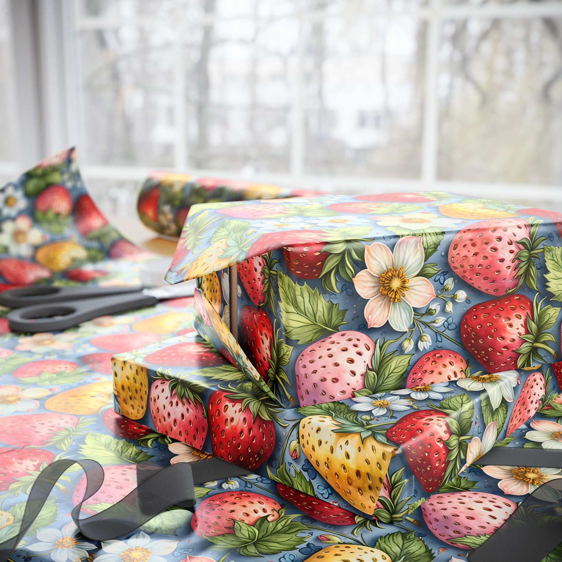Pastel Berry Bliss Gift Wrap Set - Strawberry Design