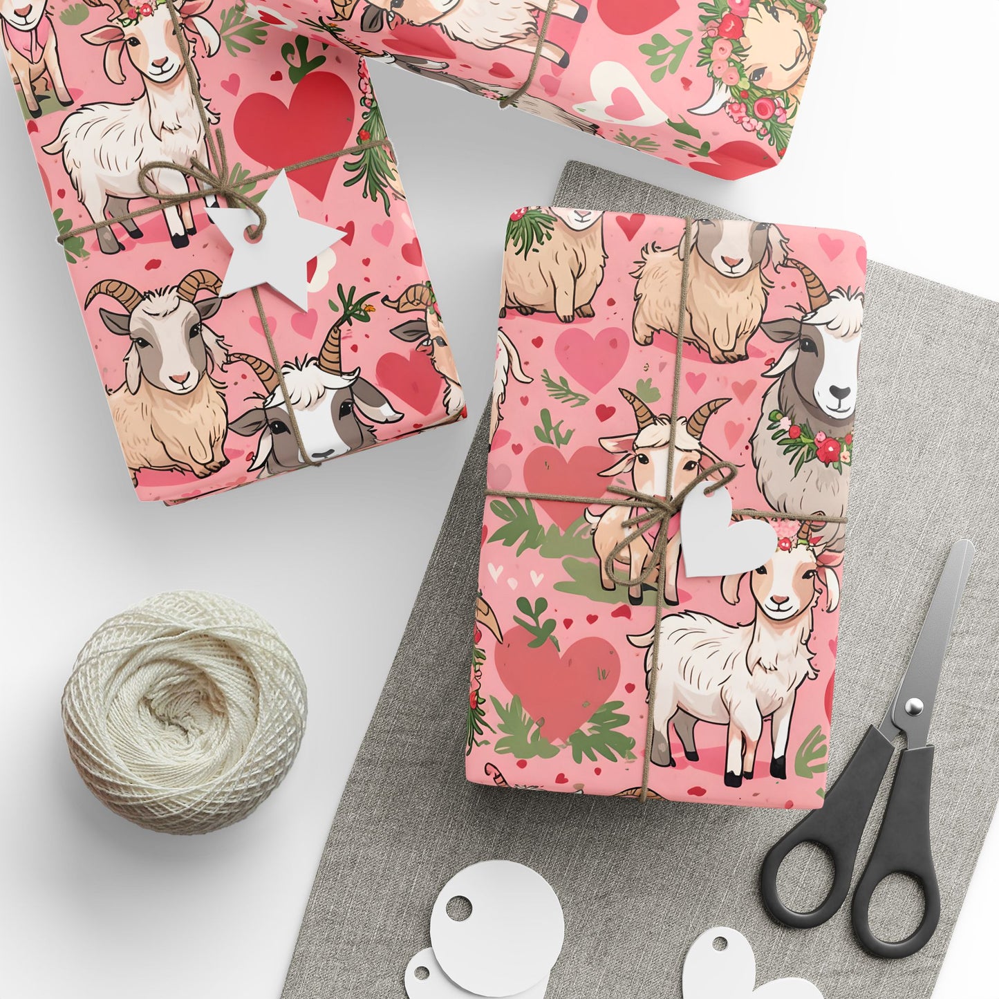Cheerful Valentine's Day Goat Gift Wrap