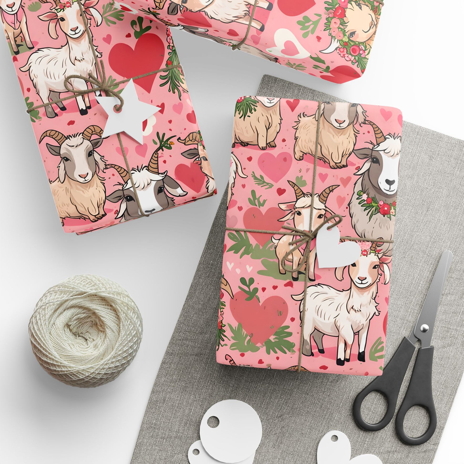 Cheerful Valentine's Day Goat Gift Wrap