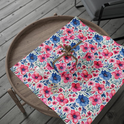 Pink and Blue Watercolor Flowers