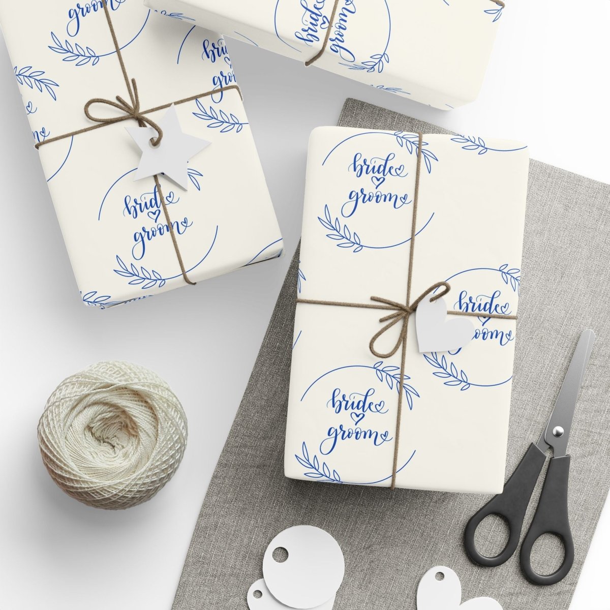 Bride & Groom Gift Wrap in Blue