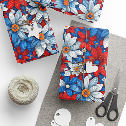 Red White Blue Daisy Floral Design