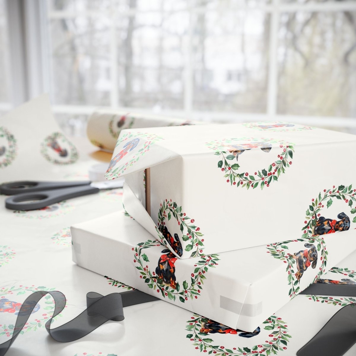 Howl - iday Hound & Holly – Dachshund Christmas Wrapping Paper