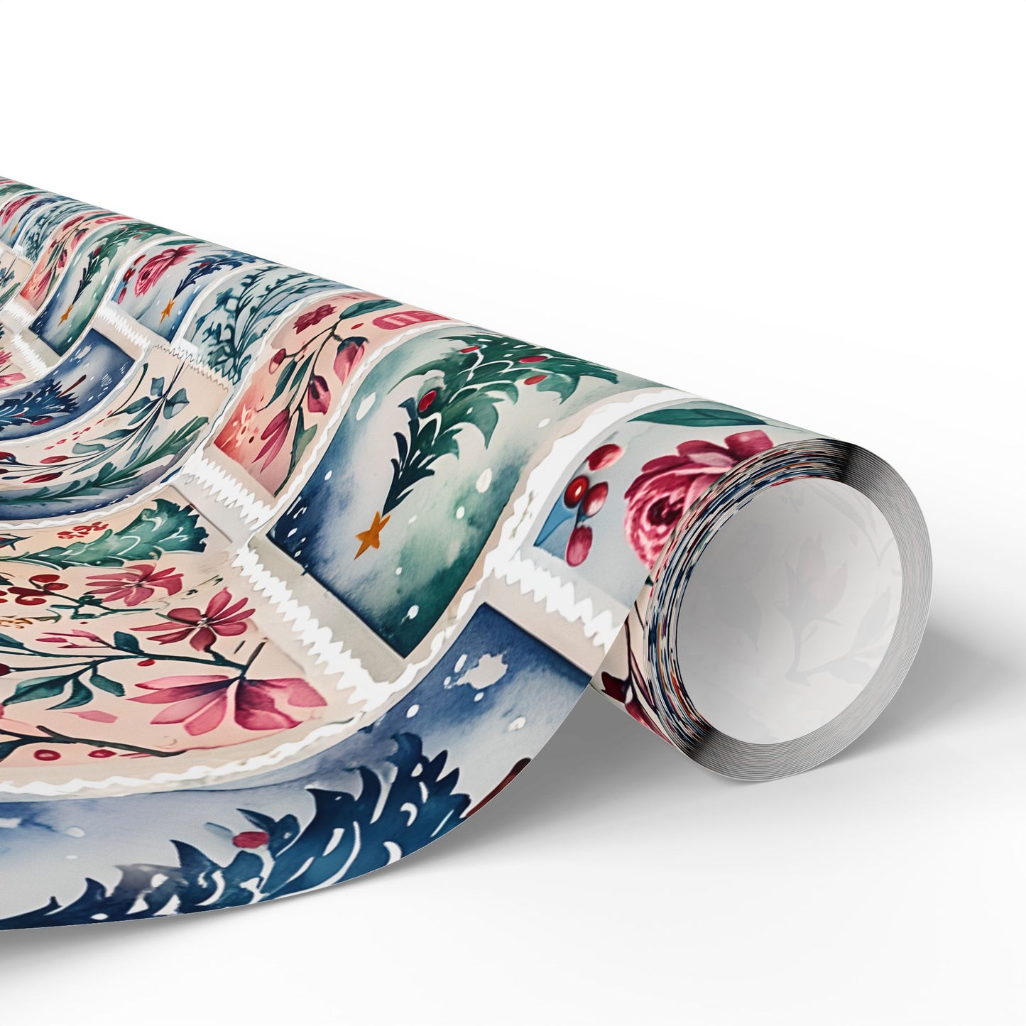 Flora & First - Class Festivities – Botanical Holiday Stamp Wrapping Paper