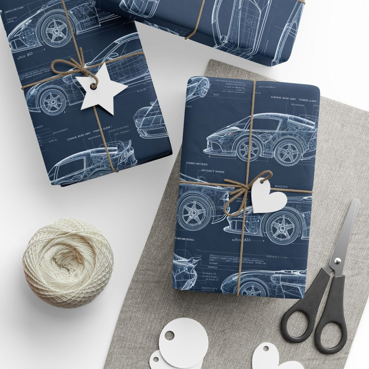 Car Blueprint Wrapping Paper