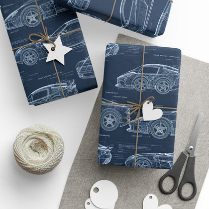 Car Blueprint Wrapping Paper