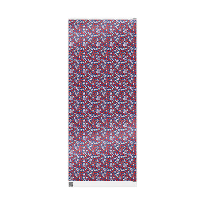 Vibrant Red, Blue and White Floral Wrapping Paper