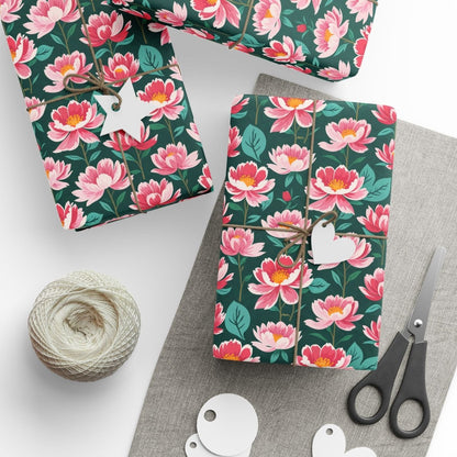 Pink & Green Floral Gift Wrapping Paper