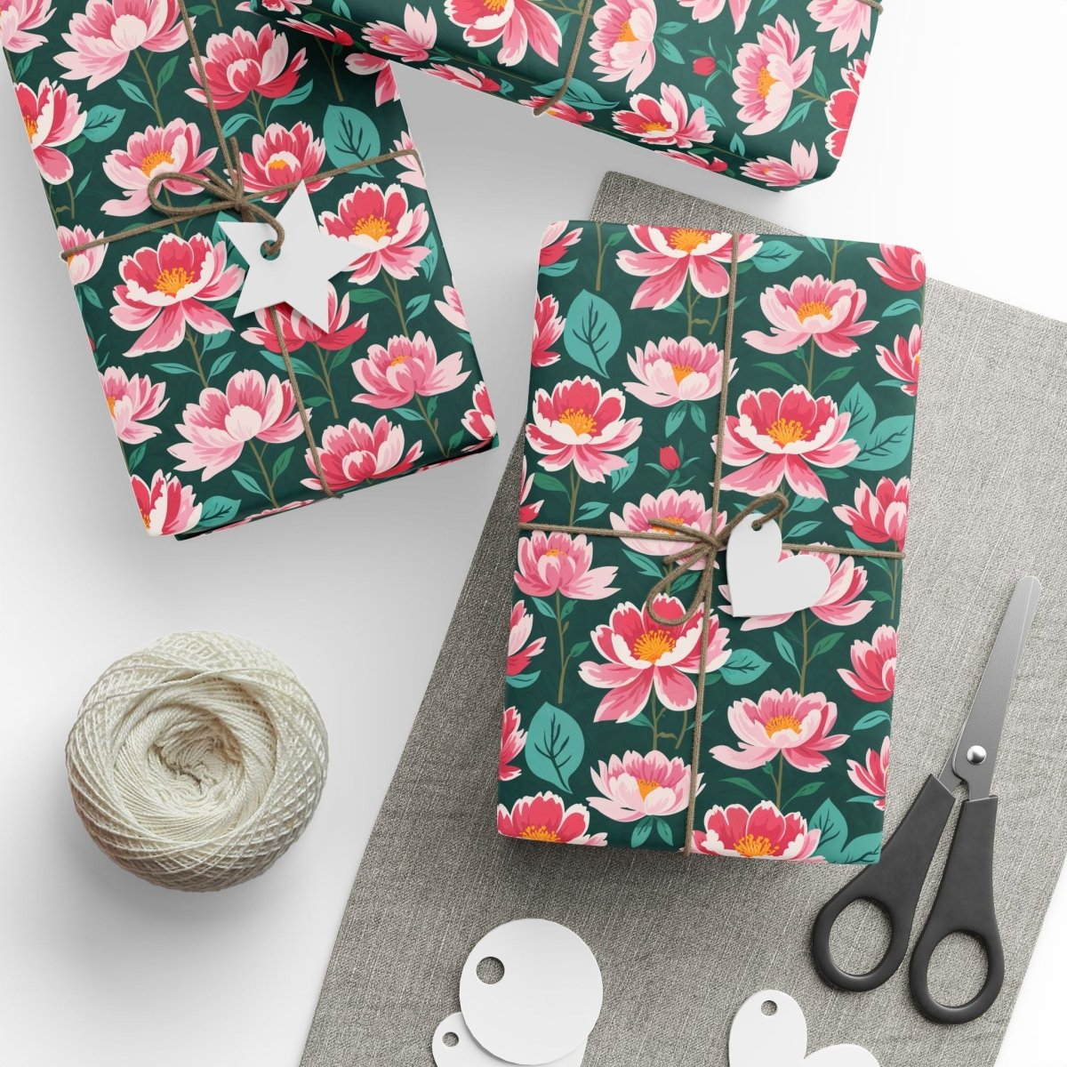 Pink & Green Floral Gift Wrapping Paper