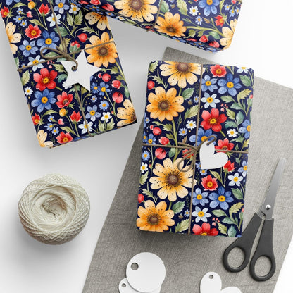 Floral Wrapping Paper Roll, Vibrant Gift Wrap for Birthdays, Weddings, and Special Occasions, Eco-Friendly Decorative Paper