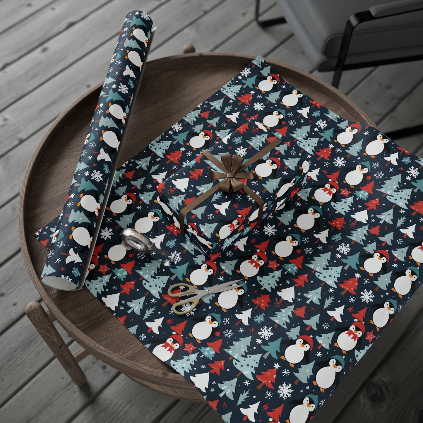Tuxedos & Tinsel – Penguin Christmas Wrapping Paper