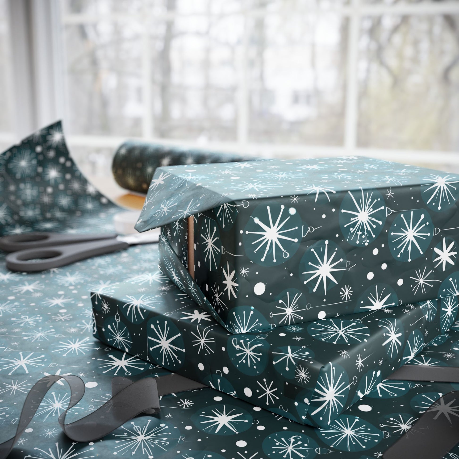 Atomic Bauble Pop – Mid - Century Ornament Wrapping Paper