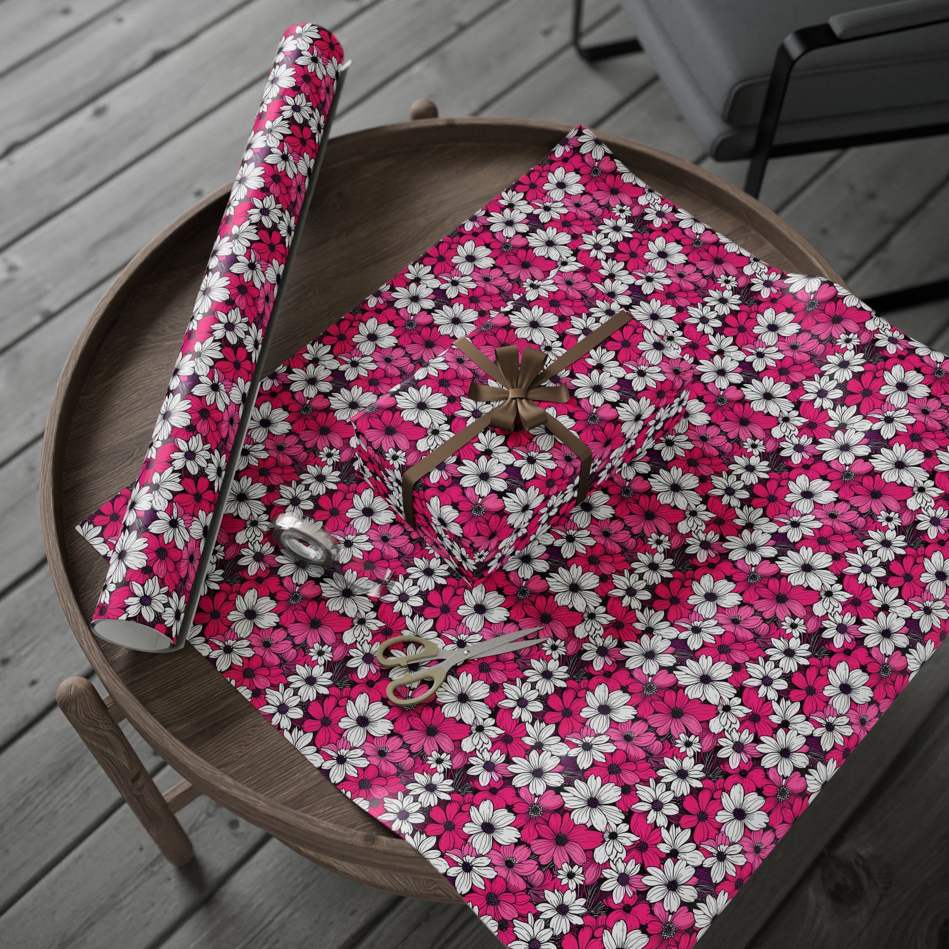 Pink & White Floral Wrapping Paper