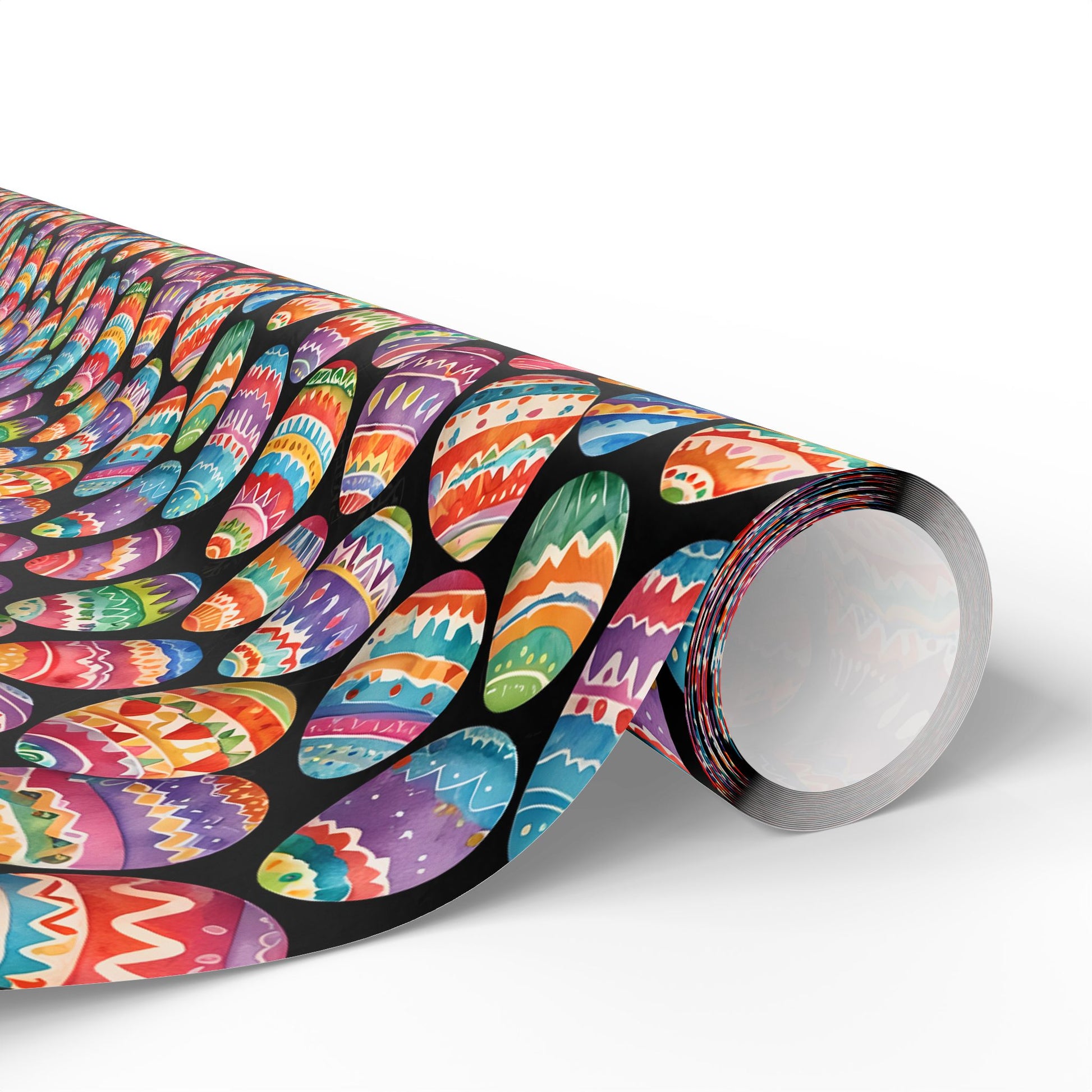 Colorful Easter Egg Wrapping Paper - Black