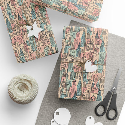 Abstract Cityscape Gift Wrap Paper