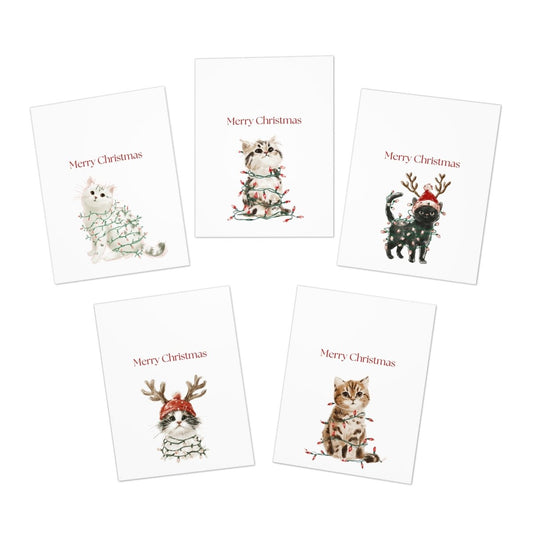Christmas Light Kitten Greeting Cards (25-Pack)