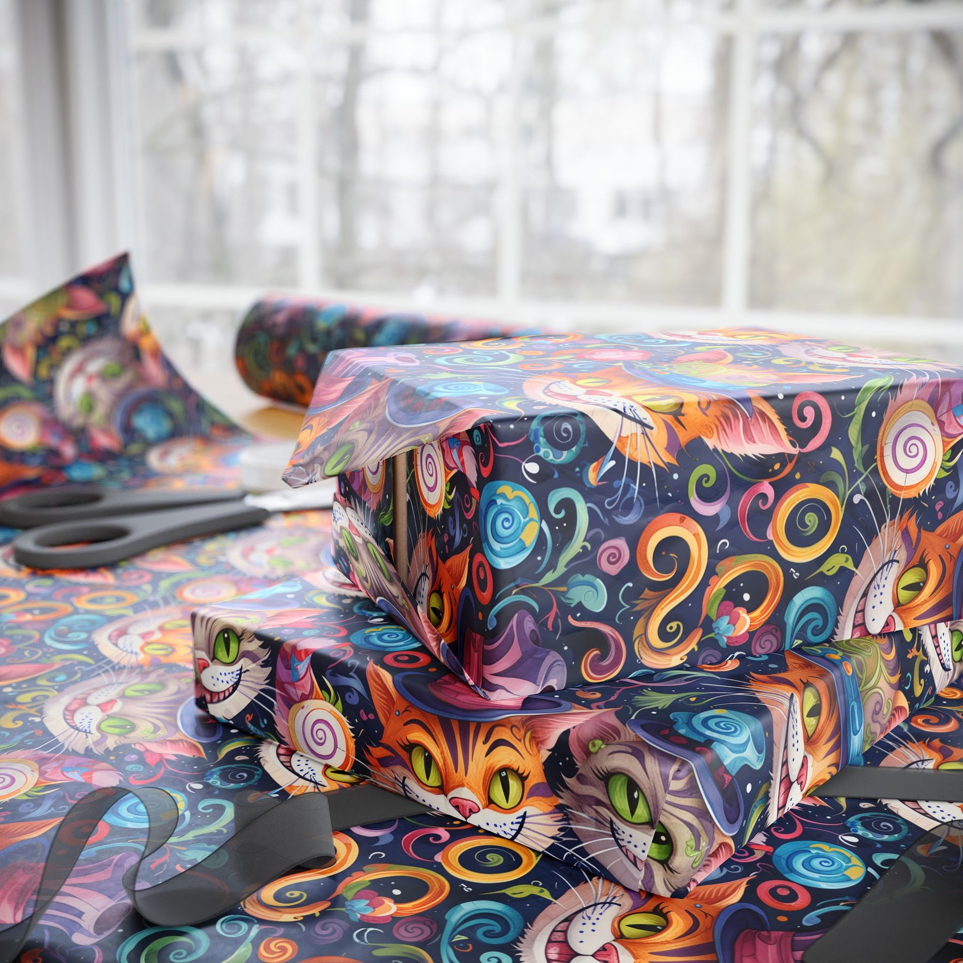 Colorful Cheshire Cat Wrapping Paper