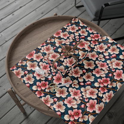 Botanical Patterned Decorative Paper Pink Floral with deep Blue Leaves