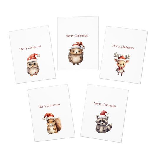 Cute Woodland Animals Christmas Cards (5-Pack)
