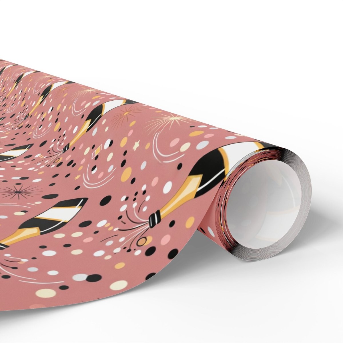 Cork Pops & Confetti Drops – Champagne Celebration Wrapping Paper