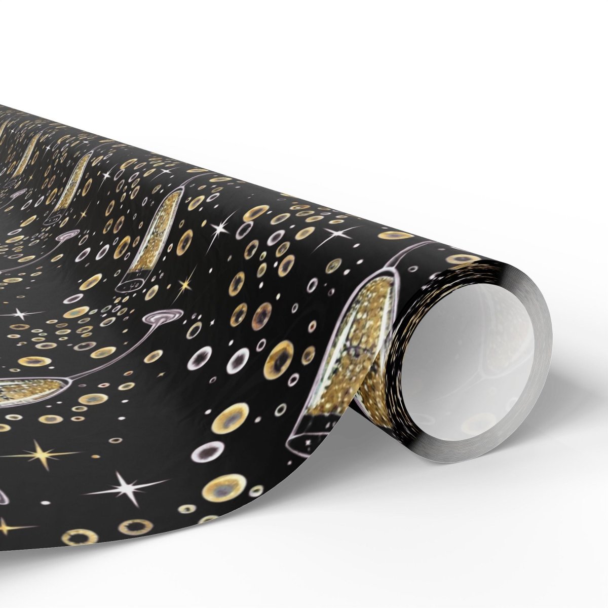 Pop, Fizz & Midnight Kisses – Champagne Celebration Wrapping Paper
