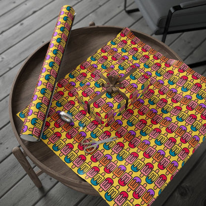 Colorful Yellow Popsicle Wrapping Paper