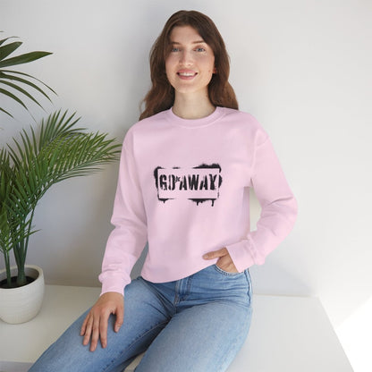 Crewneck Sweatshirt - 'Go Away' Stencil Graphic Cozy Pullover