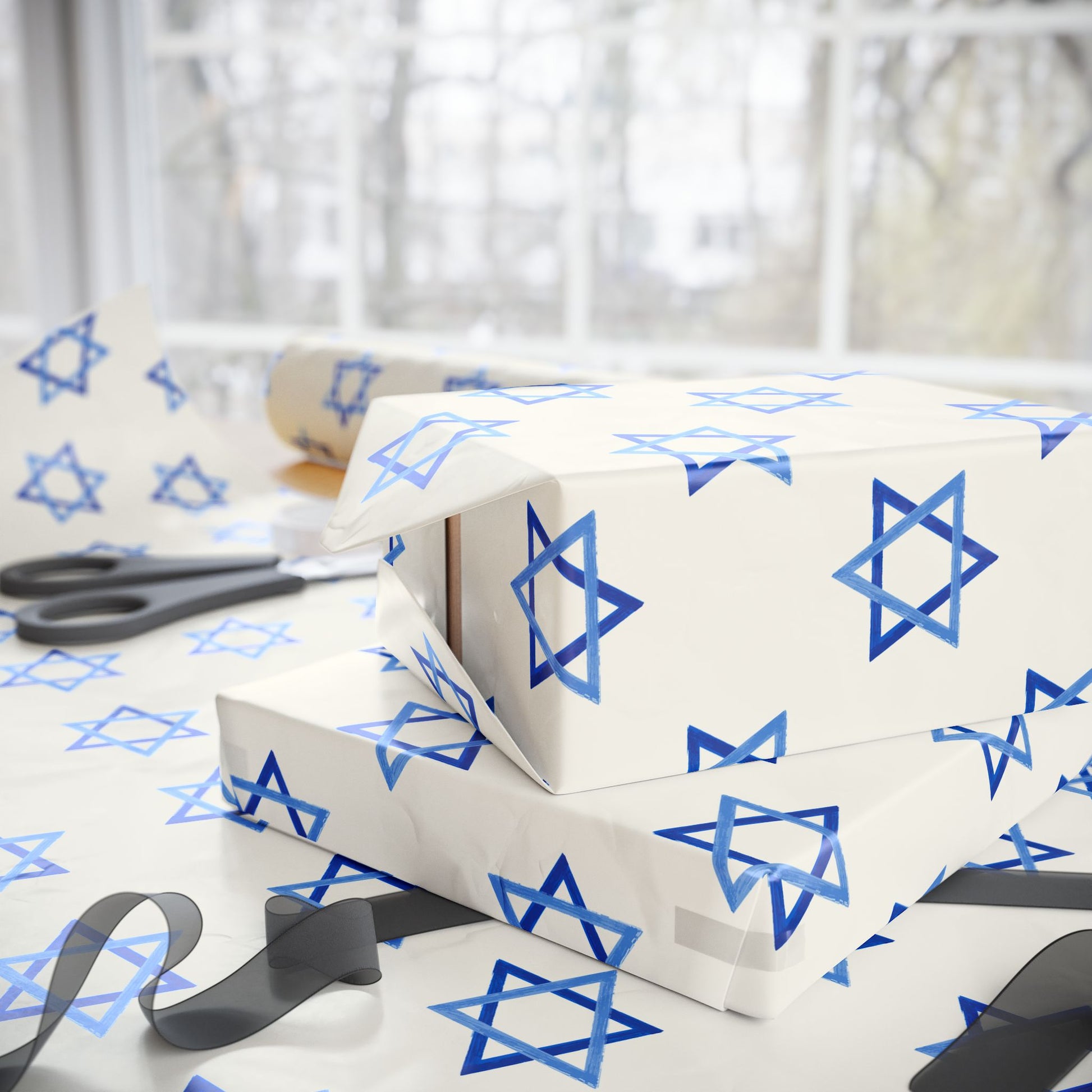 Blue Star of David Wrapping Paper