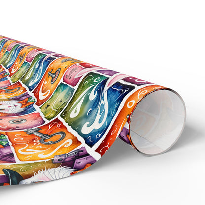 Alice in Wonderland Gift Wrap with Keys & Magic, Whimsical White Rabbit Wrapping Paper